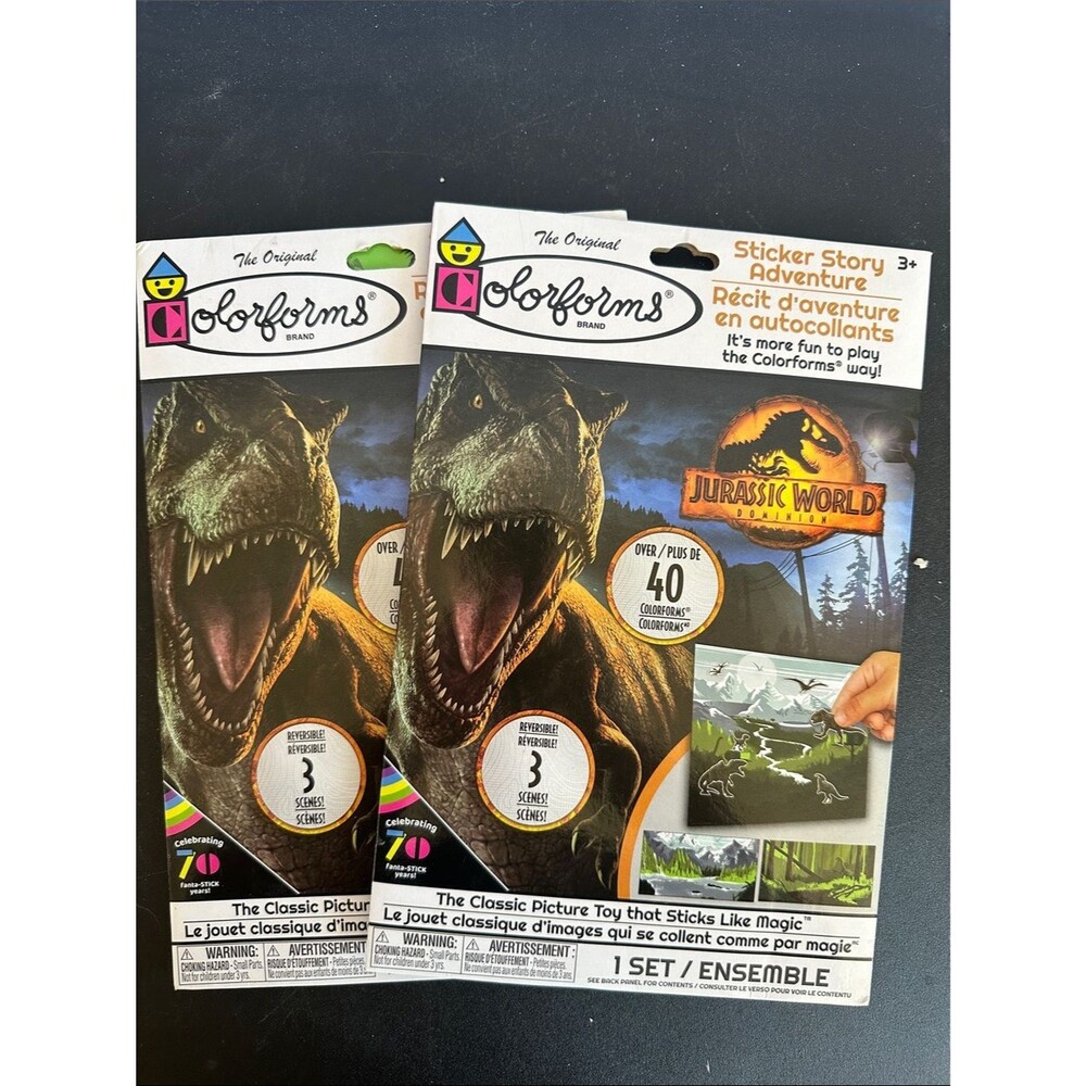 Colorform Dinosaur Sticker Playset with Mountain & Forest Scenes Jurassic Park